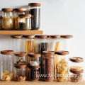 Glass Kitchen Canister with Airtight Acacia Wood Lids